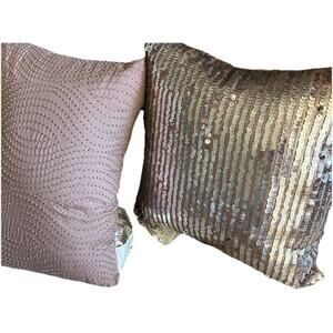 2 Sequined Beaded Pink Throw pillows by Mainstay Sequins Satin Pink Barbie